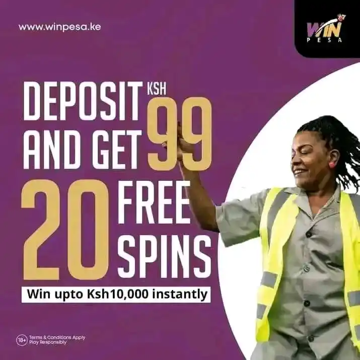 Image from WINPESA. KE: Do you want some extra free spins this new week mkuu! Register an acc...