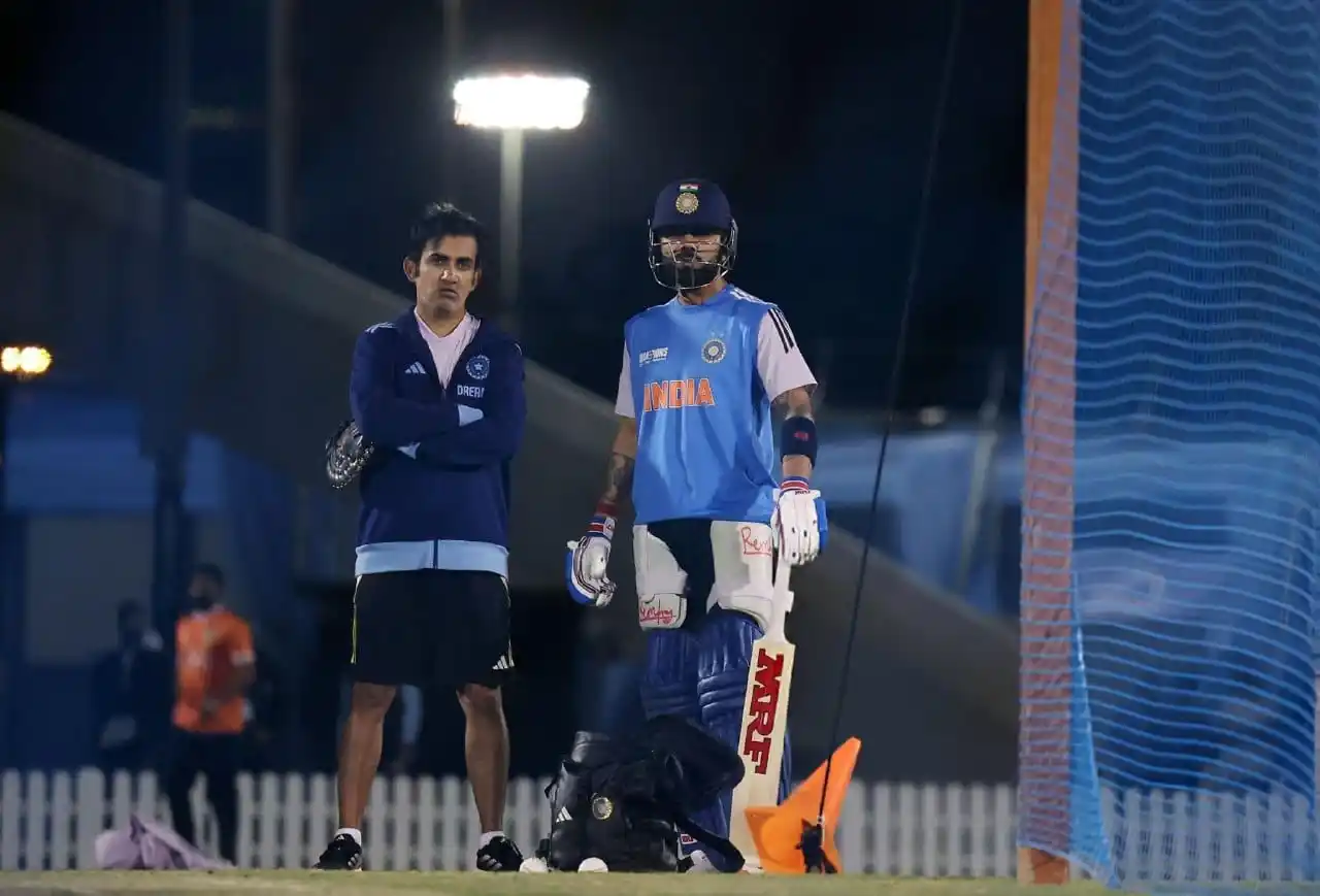 Image from World Cricket Updates: *Coach Gautam Gambhir and Virat Kohli in the practice session ahead of...