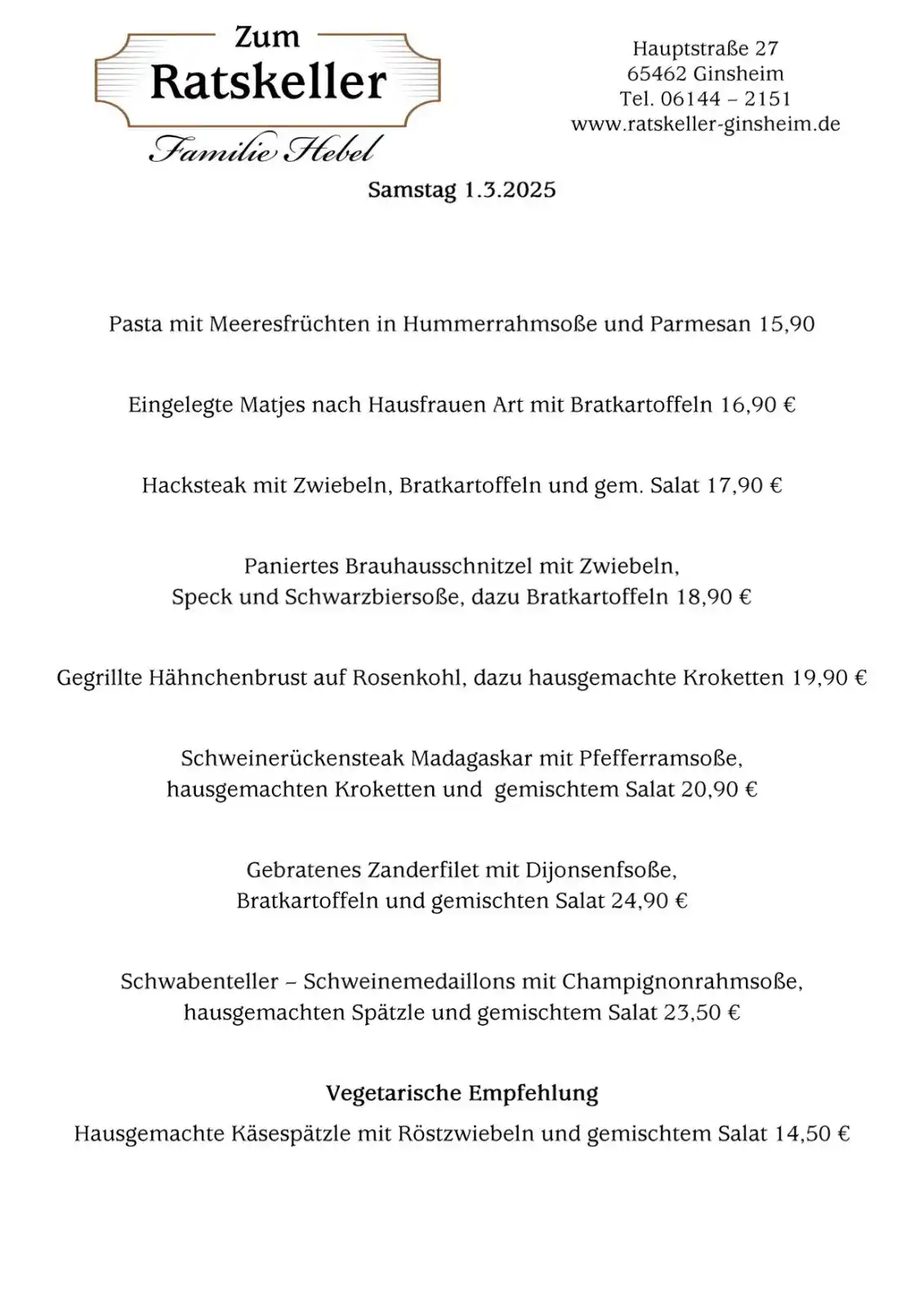 Zum Ratskeller - Ginsheim post