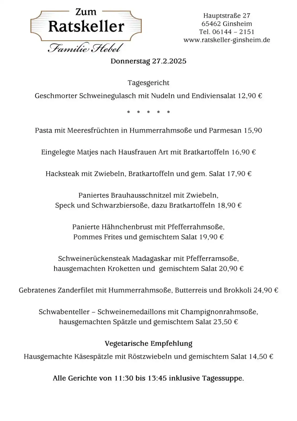 Zum Ratskeller - Ginsheim post