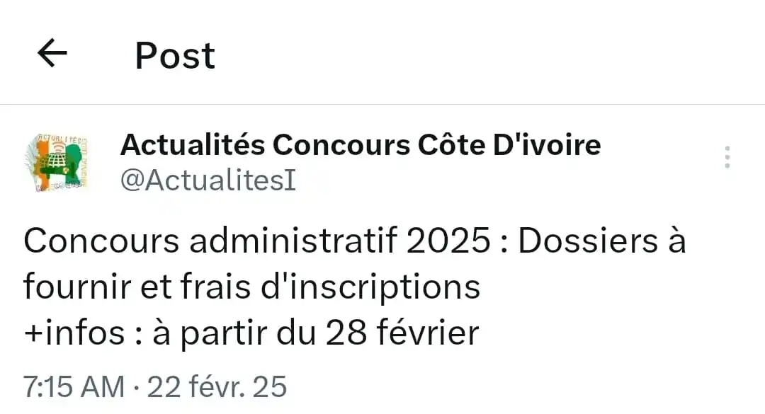 Image from Actualités Sur Les Concours En Côte d'Ivoire: Concours administratif 2025 : dossiers à fournir et frais d’inscriptio...