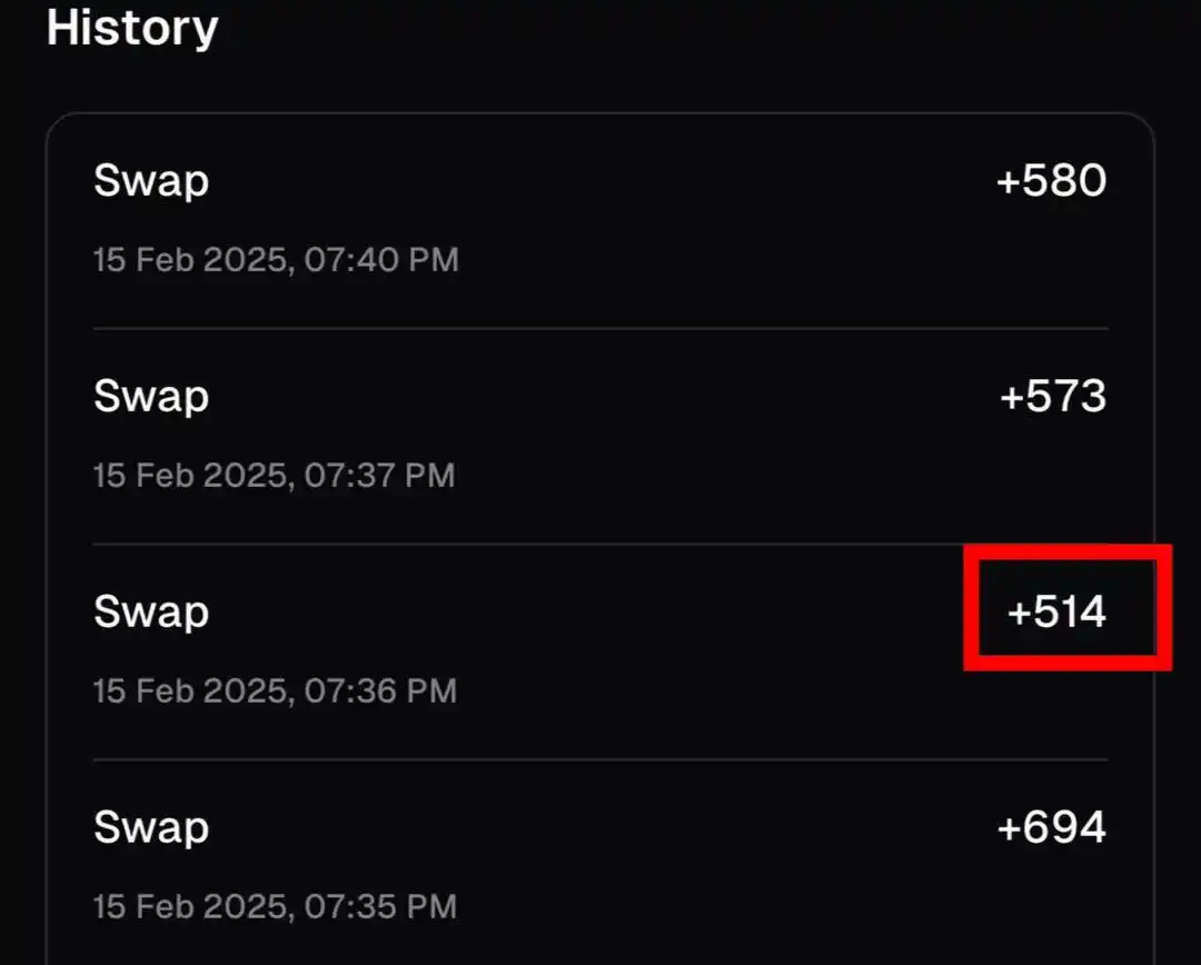 Image from Cminer Box: You can Get 514 points per Swap, so try to make 10 swap daily= 5k poin...