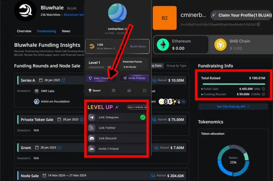 Image from Cminer Box: BLUWHALE AI AIRDROP ~ Confirmed Airdrop! Bluwhale just raised $100M t...