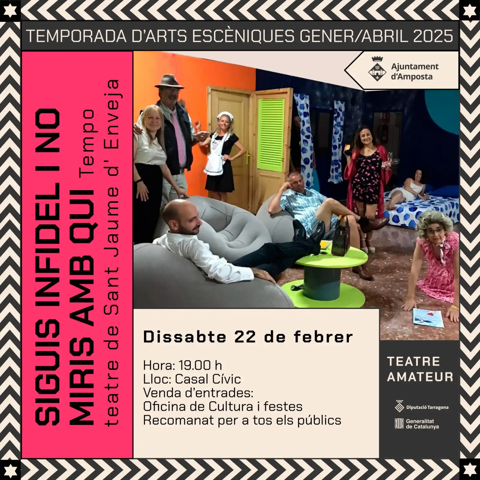Image from Ajuntament d'Amposta: 🎭 ARTS ESCÈNIQUES | Aquest dissabte 22 de febrer, torna el teatre ama...