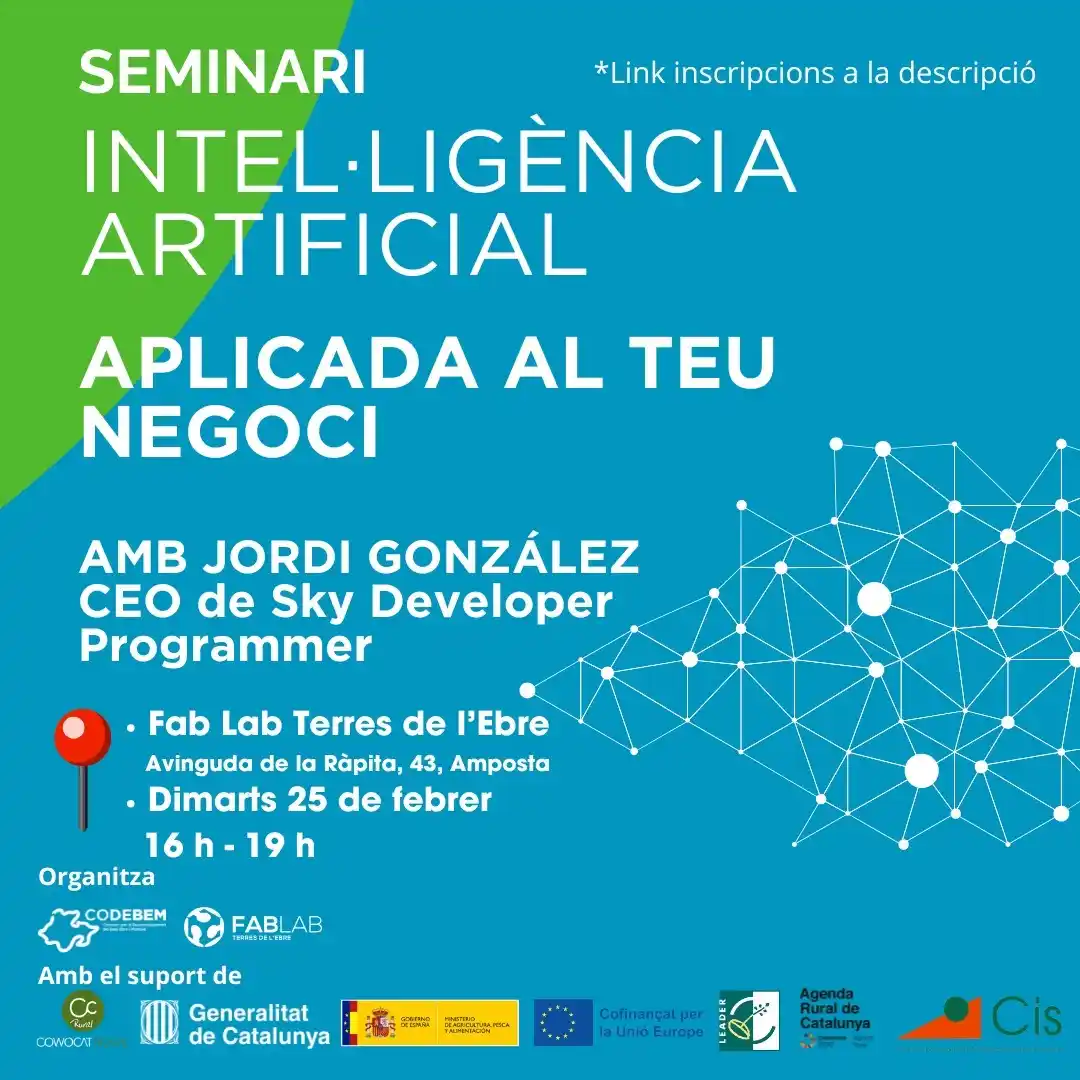 Image from Ajuntament d'Amposta: 💻 FABLAB | T'interessa saber com pots aplicar la Intel·ligència Artif...