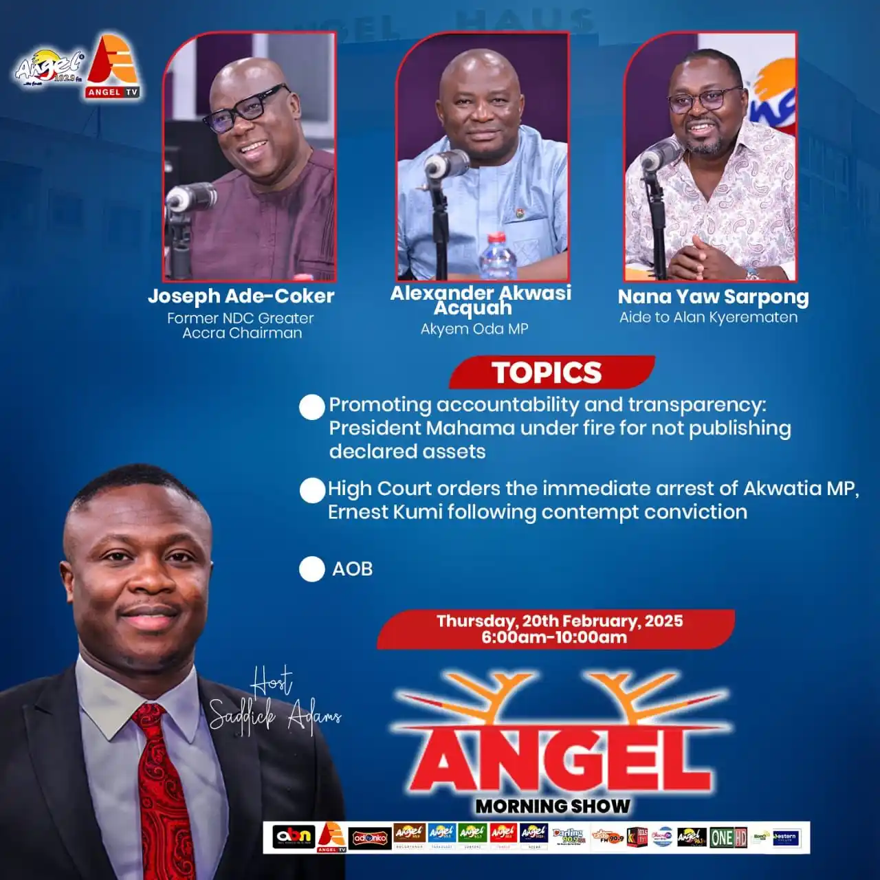 Image from ANGEL 102.9 FM: The Angel Morning Show returns at 6am today with your man, Saddick Ada...