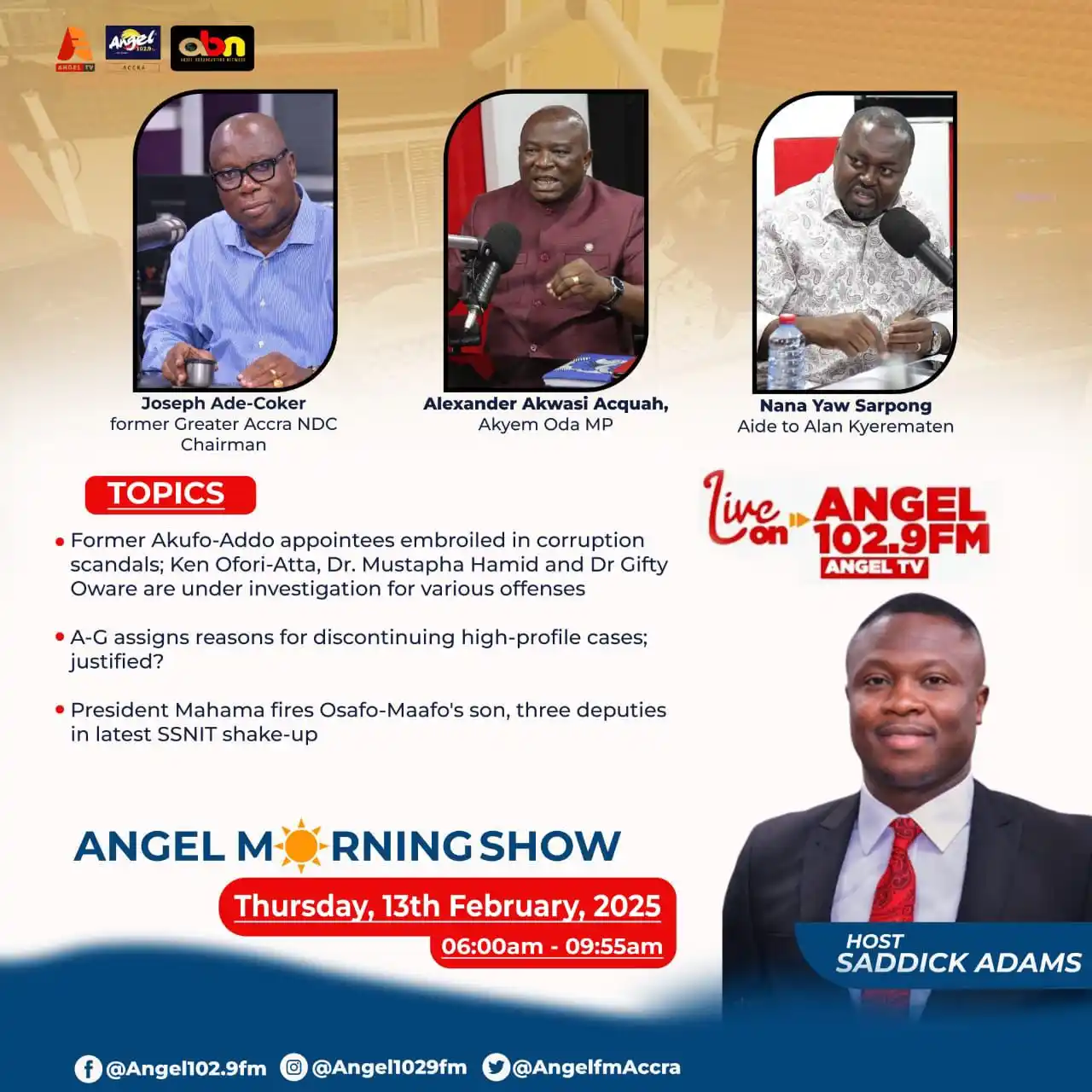 Image from ANGEL 102.9 FM: Tomorrow morning, tune in as we delve into the hottest current affairs...
