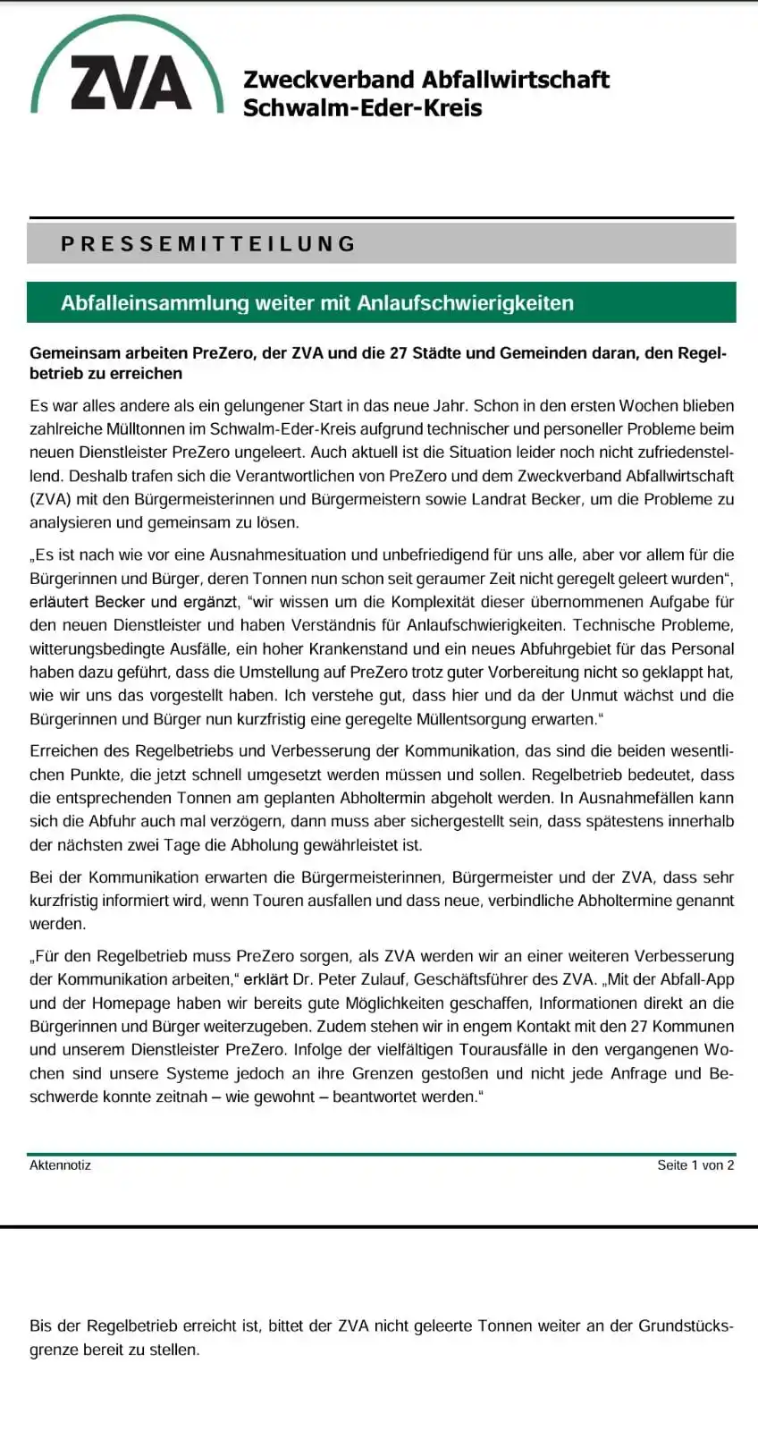 Ankündigungen Falkenberg post