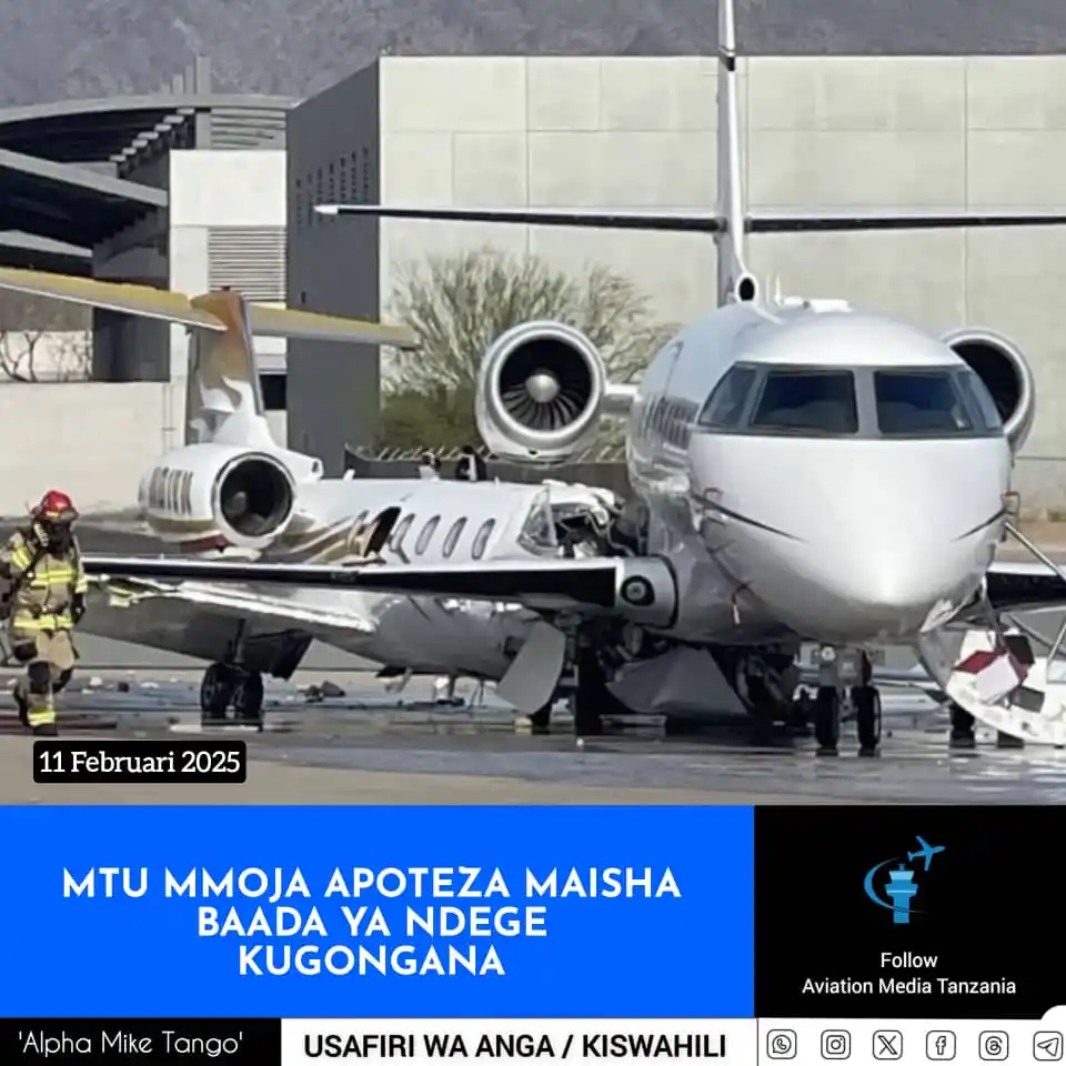 Image from Aviation Media Tanzania: Ndege kibinafsi aina ya Learjet 35A imegongana na ndege ya Gulfstream ...