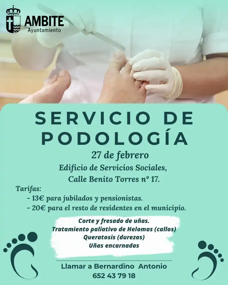 Image from Ayuntamiento de Ambite - Servicio de Información Vecinal.: 👣 *SERVICIO DE PODOLOGÍA* 👣...