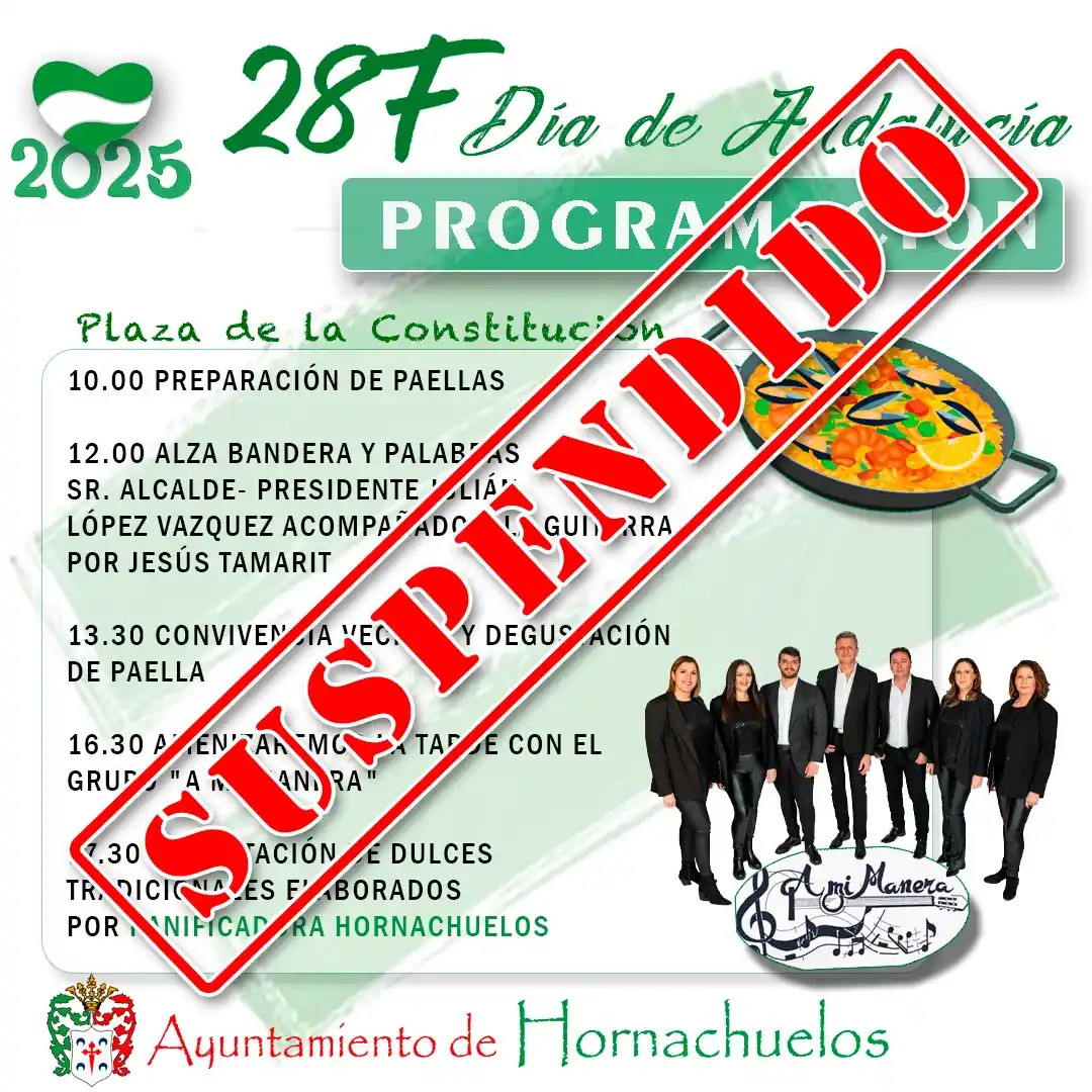 Image from Ayuntamiento de Hornachuelos: 📢 *IMPORTANTE: SUSPENSIÓN DE ACTIVIDADES DEL 28F* ⚠️ Debido a la pre...
