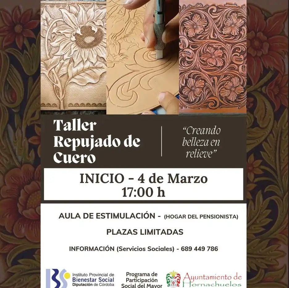Image from Ayuntamiento de Hornachuelos: 📢 Taller de Repujado de Cuero 🎨🔨 ¿Te gustaría aprender una técnica...