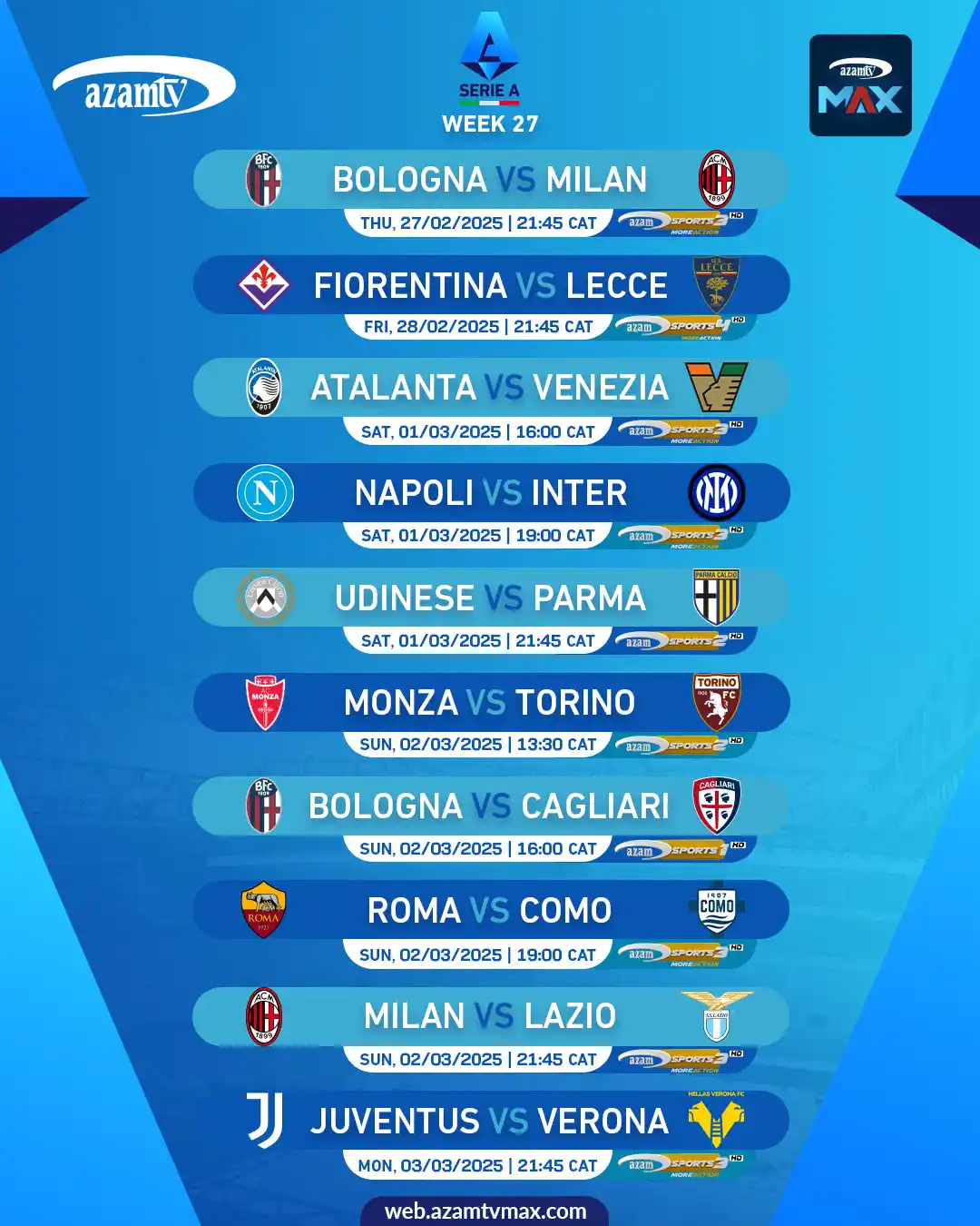 Image from AzamTV Zimbabwe: Week 27 Fixtures in Seria A 🇮🇹 Live Games <a class="text-blue-500 ho...