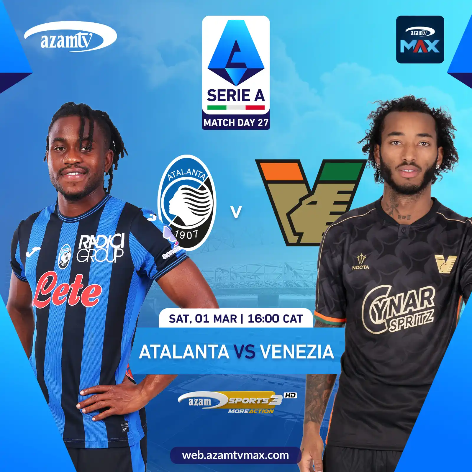 Image from AzamTV Zimbabwe: Today,in Italian Serie A 🇮🇹⚽🏆Match Day 26 <a class="text-blue-500 h...