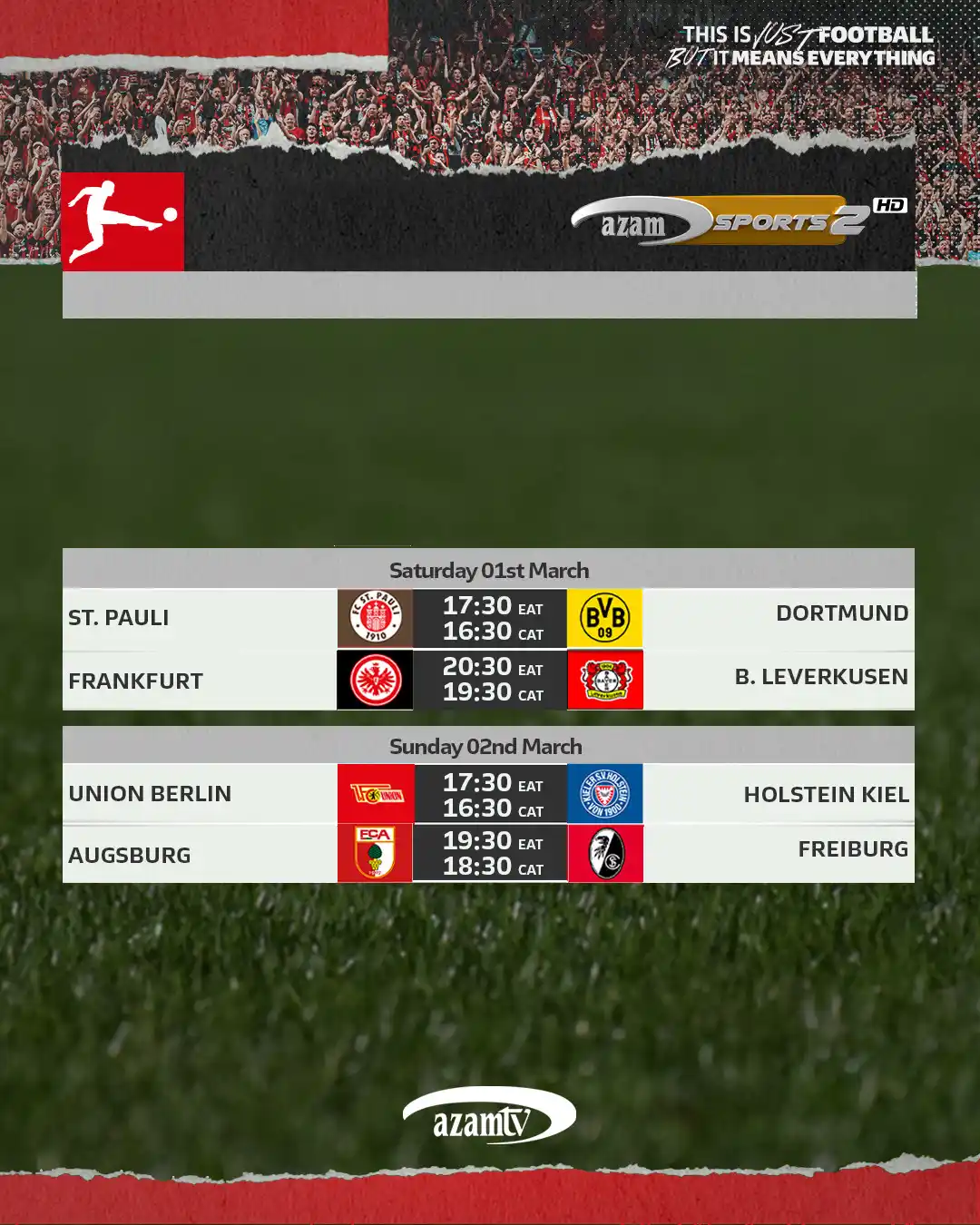 Image from AzamTV Zimbabwe: This Weekend in Germany's Bundesliga 🇩🇪 <a class="text-blue-500 hove...