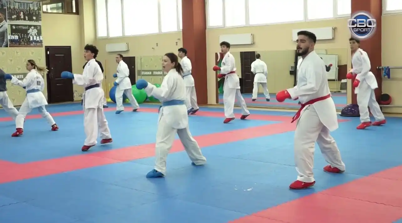 Image from Azərbaycan Karate Federasiyası: "CBC Sport" telekanalı idman karatesi (WKF) üzrə böyüklərdən ibarət m...