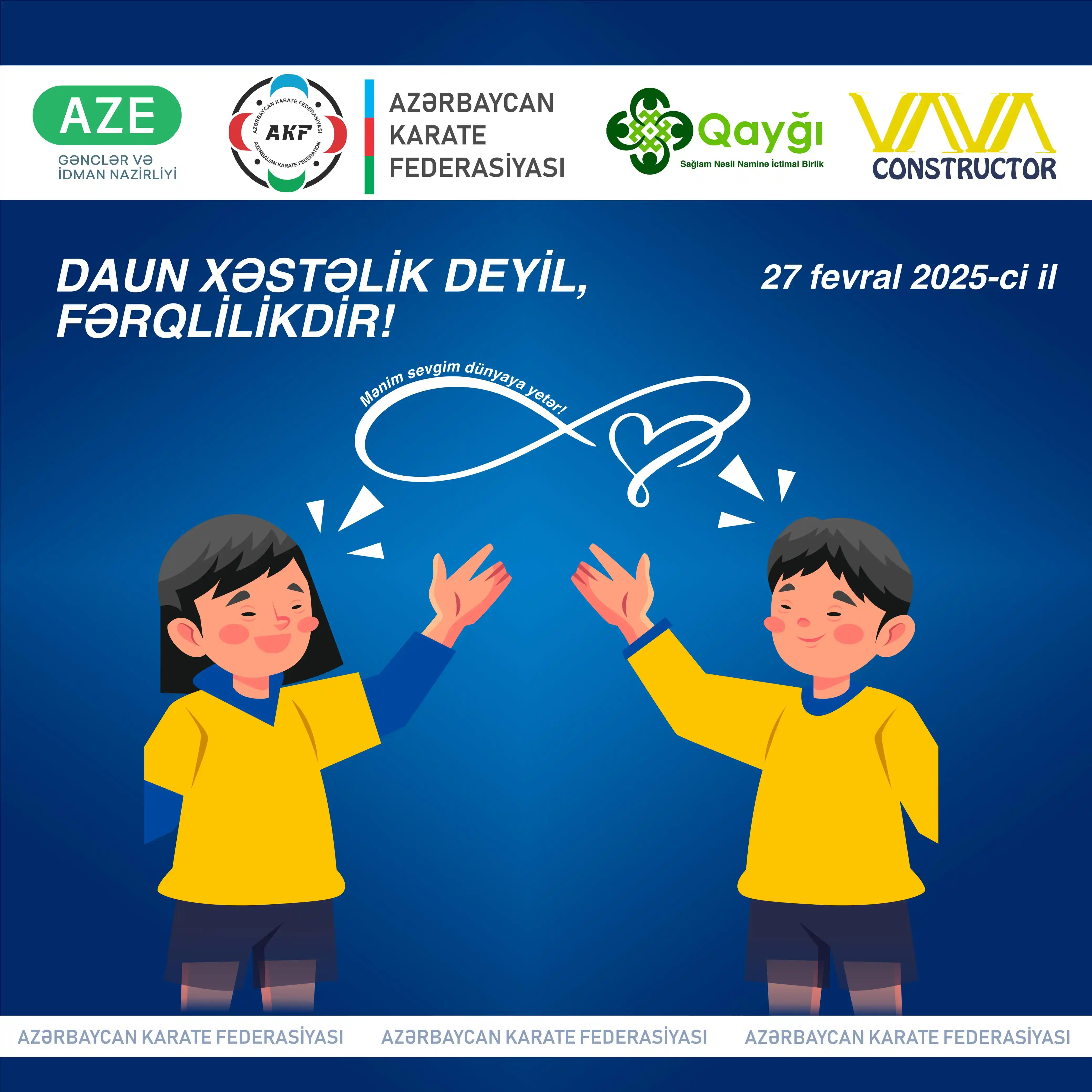 Image from Azərbaycan Karate Federasiyası: Daun sindromu xəstəlik deyil, fərqlilikdir və eyni zamanda böyük sevgi...