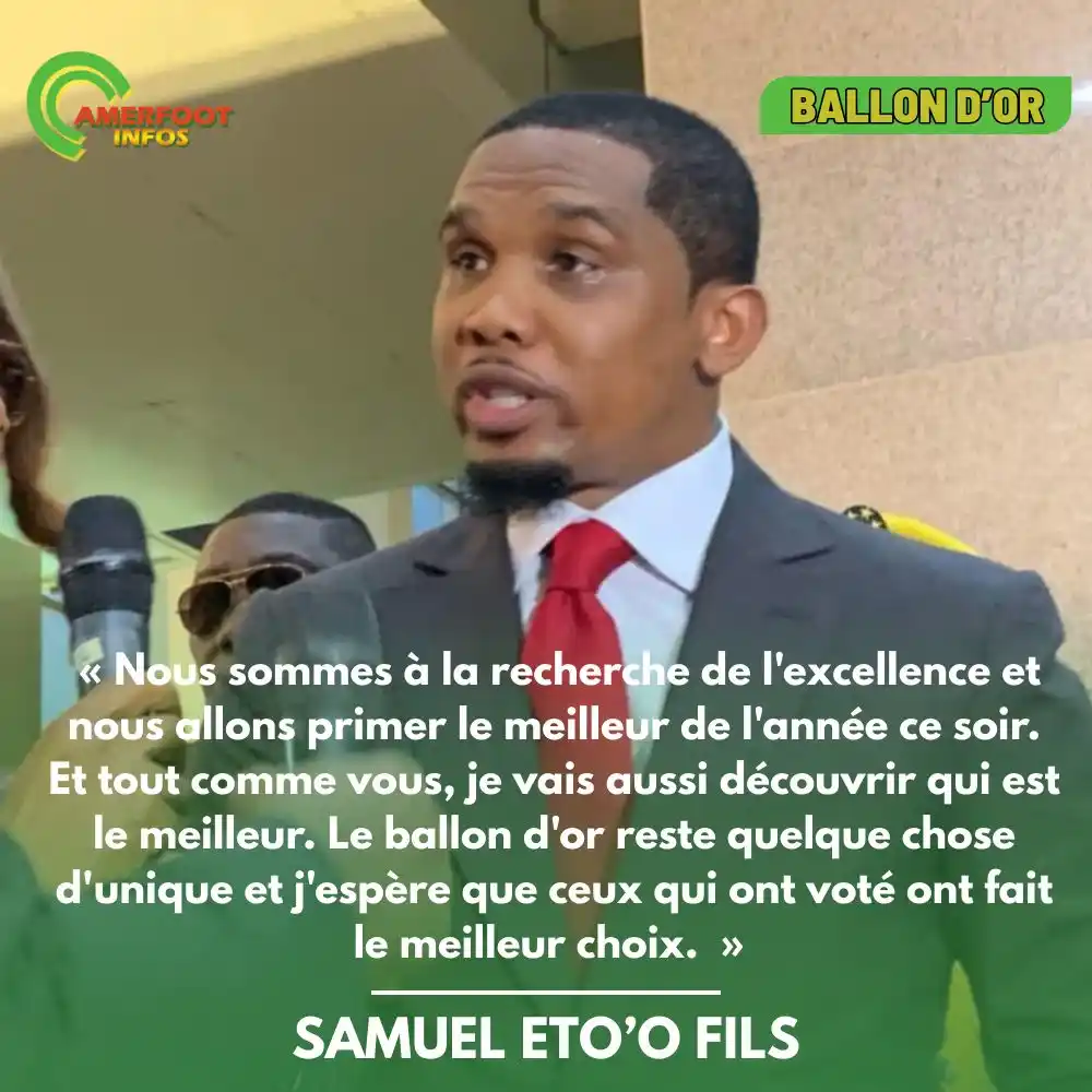 Image from Camerfoot-infos: *Ballon d’or 237 ; Samuel Eto'o, président de la FECAFOOT à son arrivé...