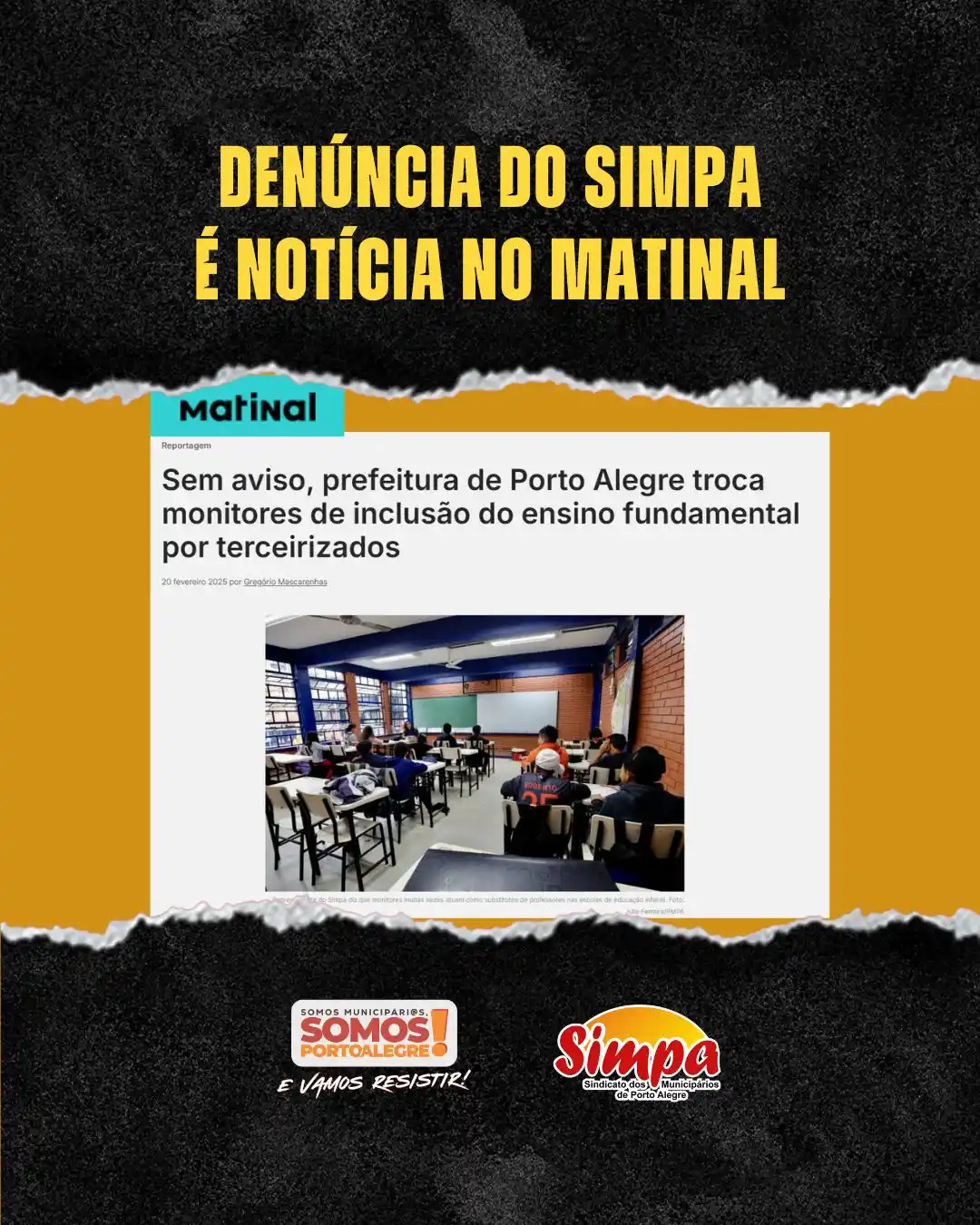 Image from 📣 Canal de Notícias SIMPA: *DENÚNCIA DO SIMPA É NOTÍCIA NO MATINAL* ➡️ *Leia a reportagem do jor...