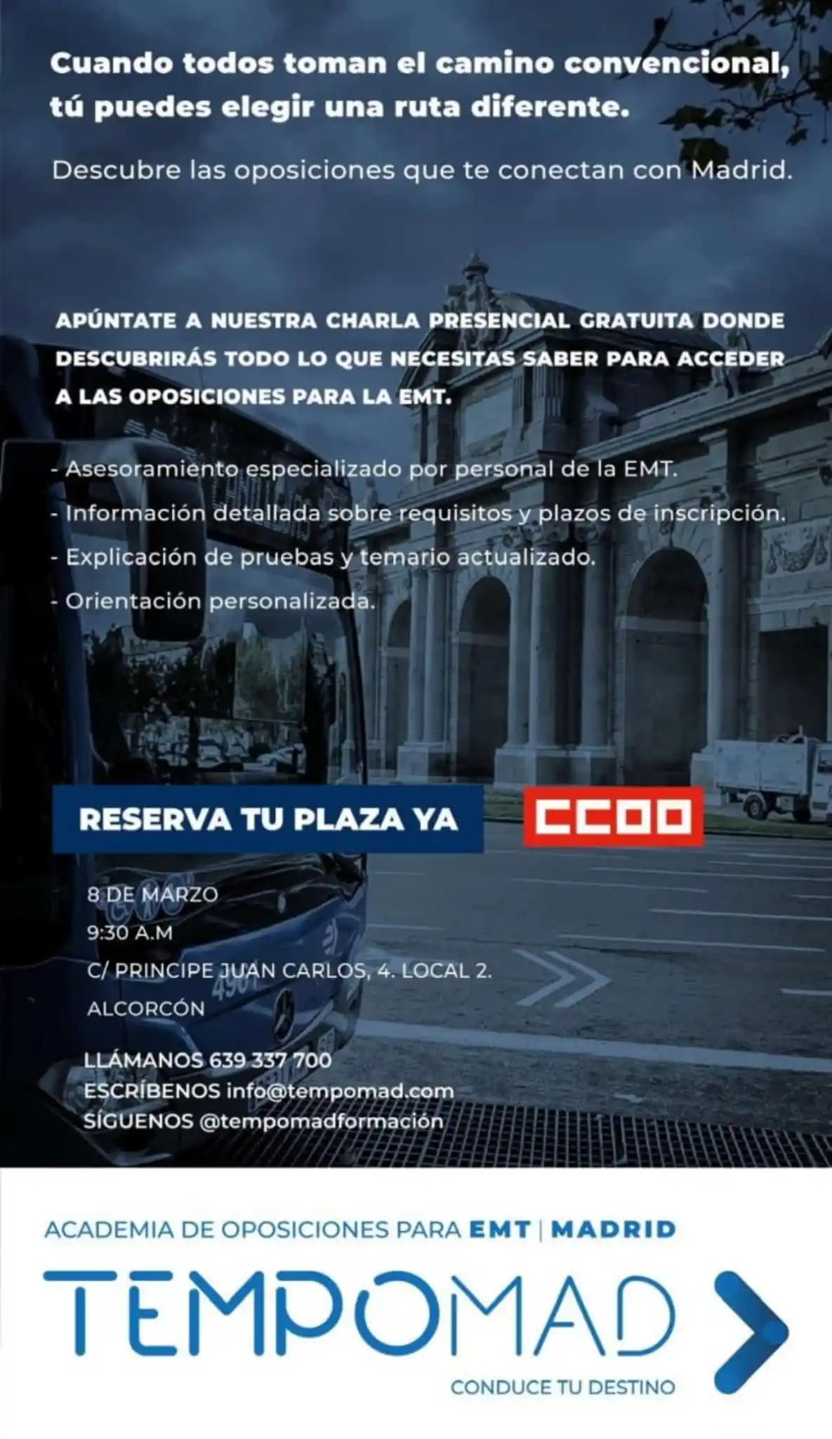 Image from CCOO-EMT MADRID: ⭕️CCOO-EMT⭕️ ✅ CHARLAS ORIENTATIVAS PRESENCIALES GRATUITAS PARA INMIN...