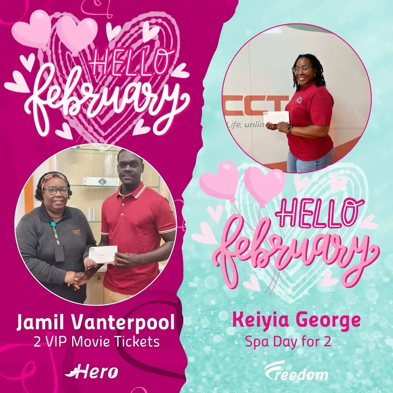 Image from CCT BVI : Celebrating February’s Winners! 🎉 Congrats to Jamil Vanterpool for sc...