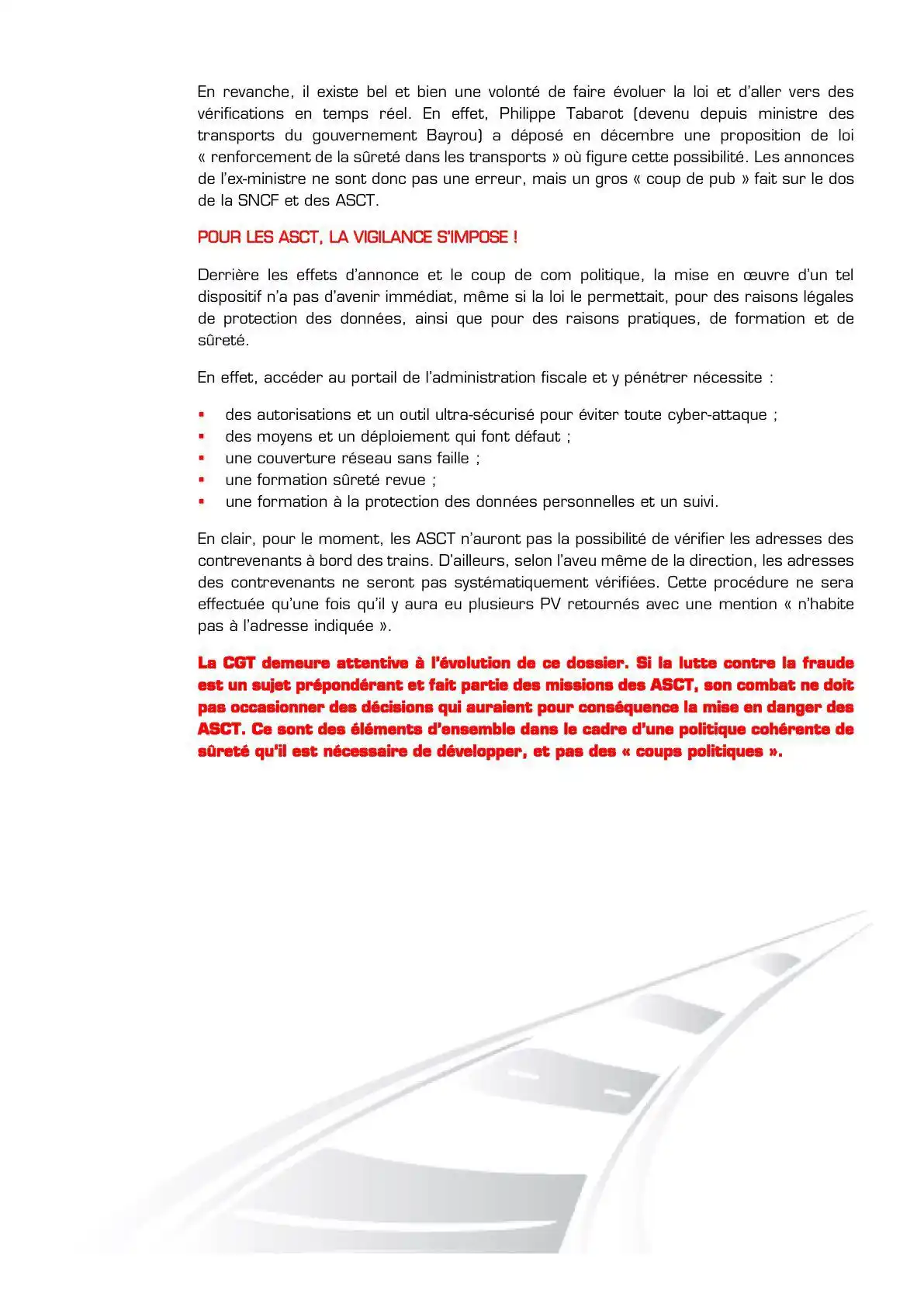 CGT DES CHEMINOTS post