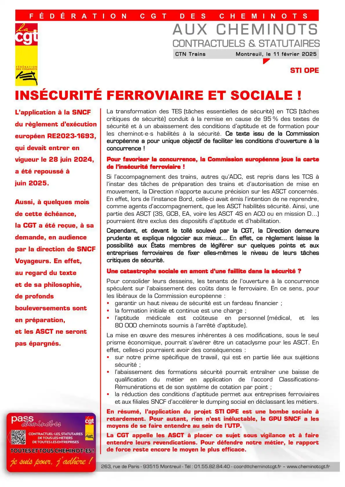 CGT DES CHEMINOTS post