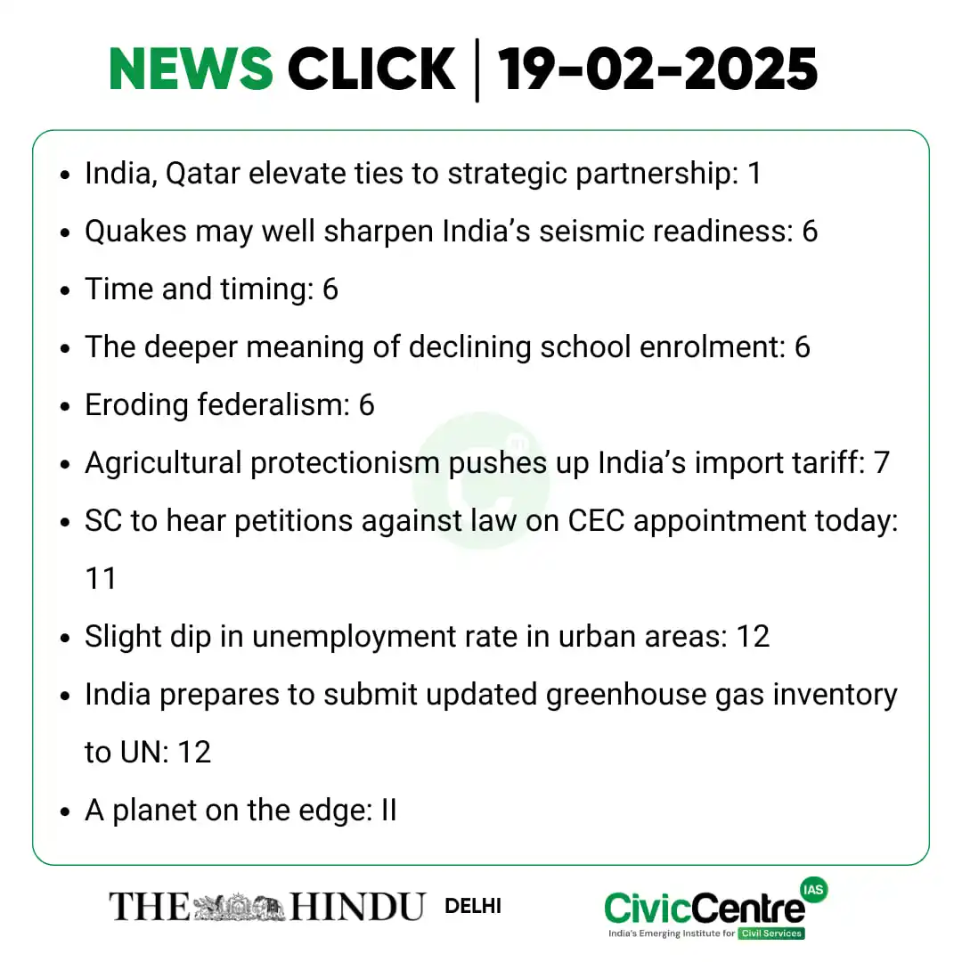 Image from CivicCentre IAS Academy: CivicCentre IAS | Daily NewsClick | 19-02-2025 For more information jo...