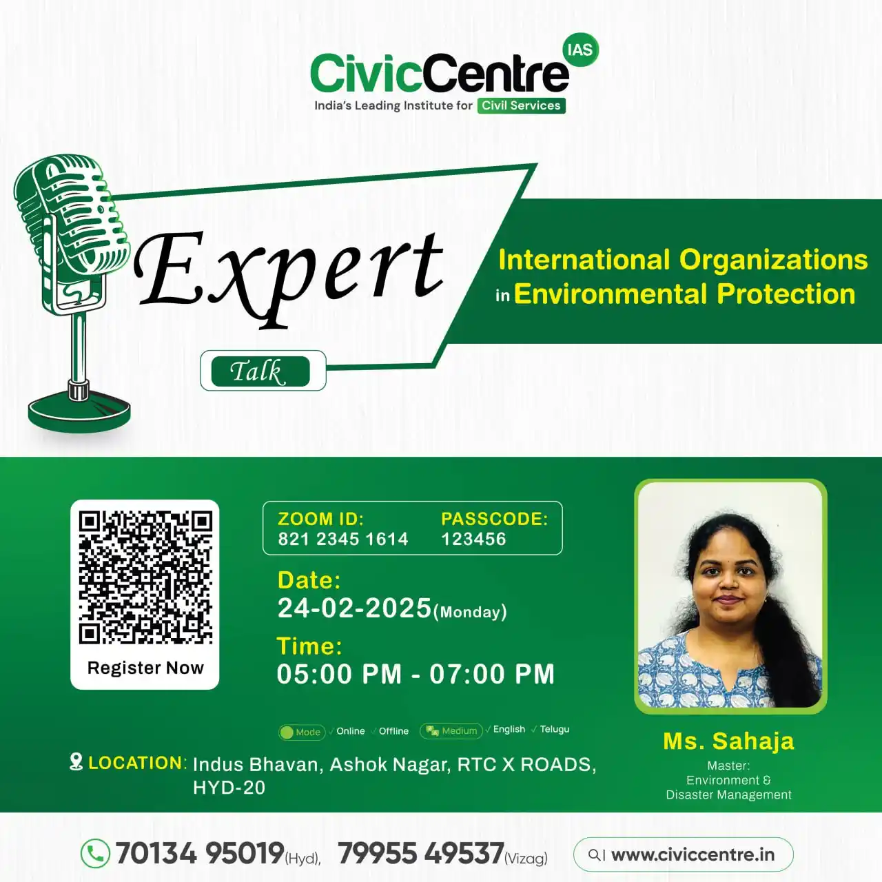 Image from CivicCentre IAS Academy: Expert Talk on International Organizations in Environmental Protection...