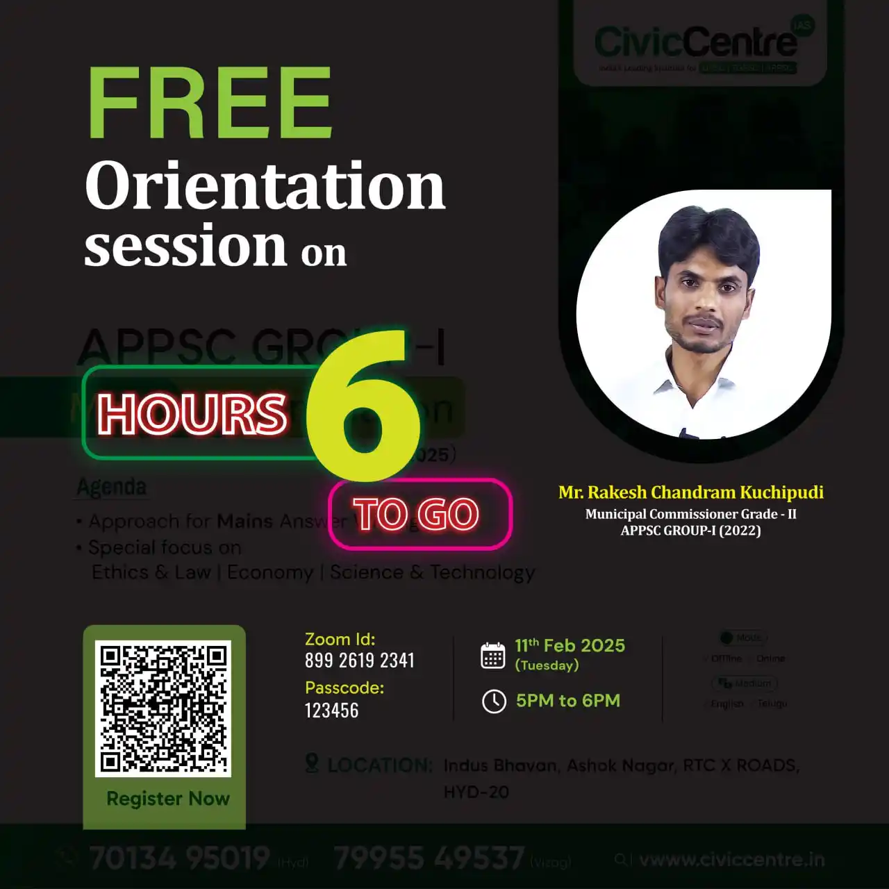 Image from CivicCentre IAS Academy: 6 Hours To Go Free Orientation session on APPSC GROUP-I Mains Examinat...
