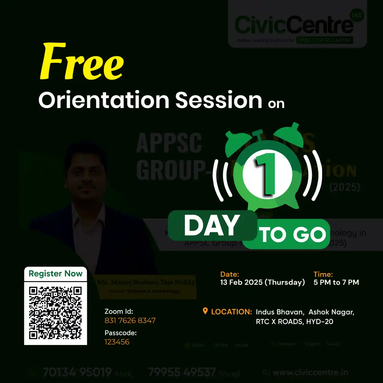 Image from CivicCentre IAS Academy: 1 Days To go Free Orientation Session on APPSC MAINS GROUP-I Examinat...