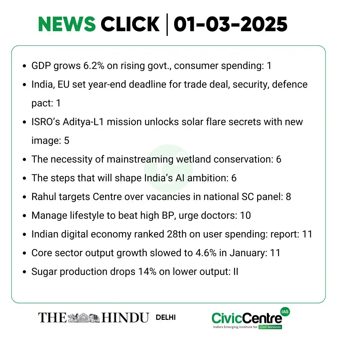 Image from CivicCentre IAS Academy: CivicCentre IAS | Daily NewsClick | 01-03-2025 For more information jo...
