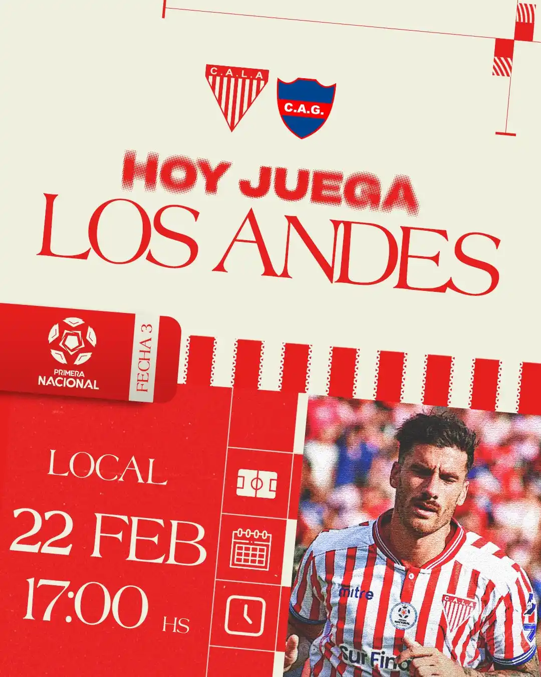 Image from Club Atlético Los Andes 🇦🇹 | Oficial ✅: ¡𝑯𝑶𝒀 𝑱𝑼𝑬𝑮𝑨 𝑳𝑶𝑺 𝑨𝑵𝑫𝑬𝑺! 🇦🇹 🏆 Fecha 3 - Primera Nacio...