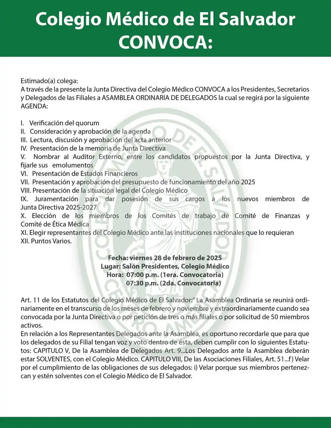 Colegio Médico de El Salvador post
