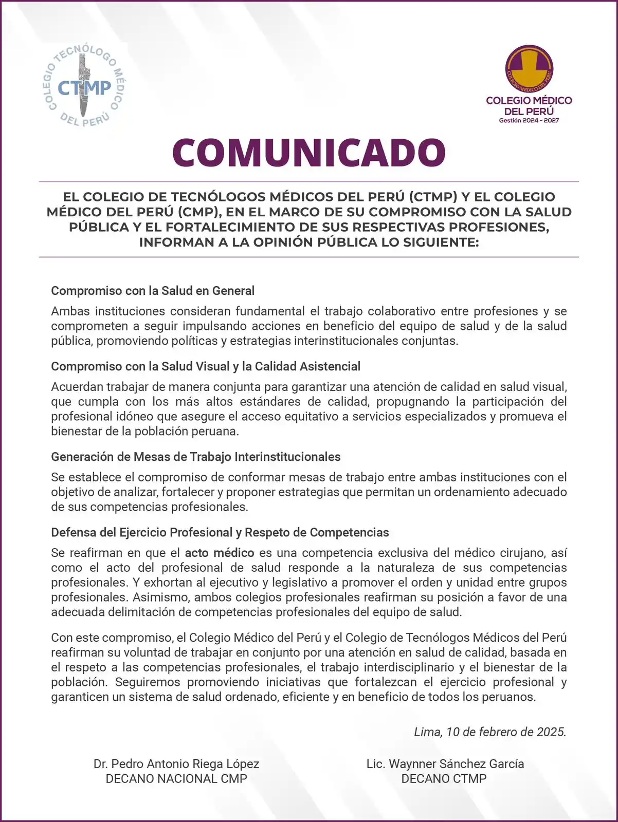 Colegio Médico del Perú post