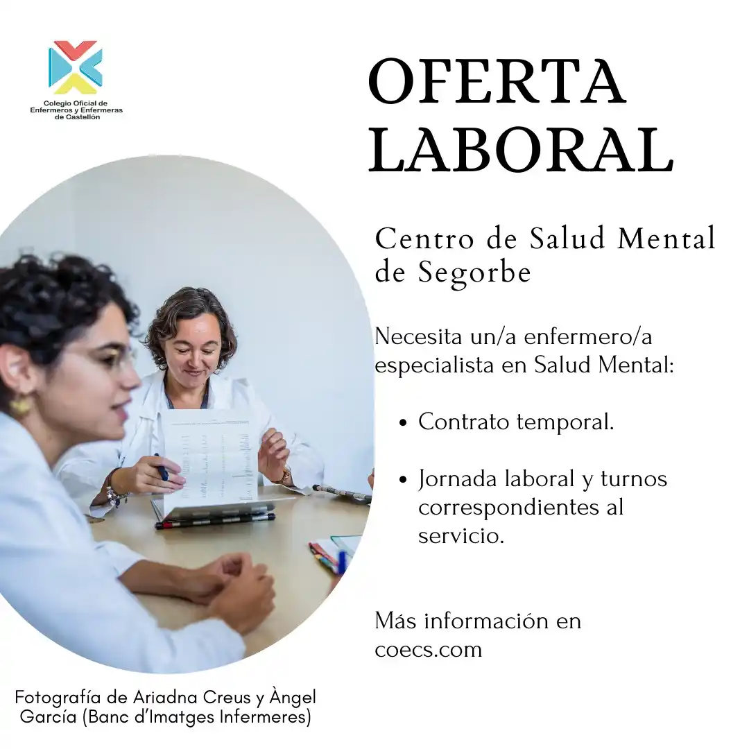 Image from Colegio Oficial de Enfermeros y Enfermeras de Castellón: 👉🏻Sanidad requiere un/a enfermero/a especialista para trabajar en el...