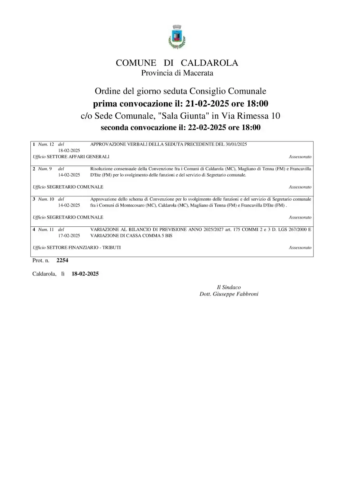 Comune di Caldarola post