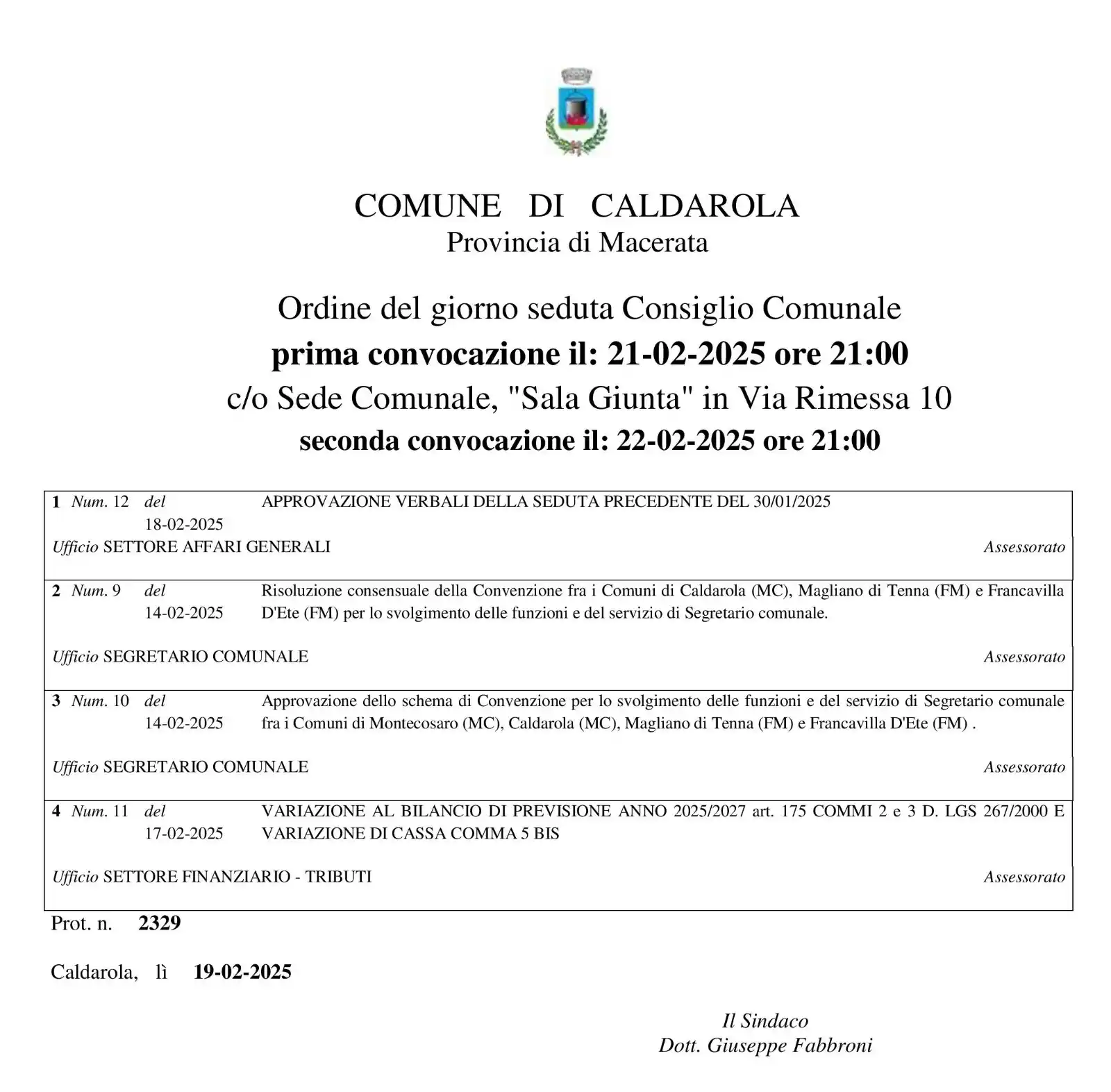 Comune di Caldarola post