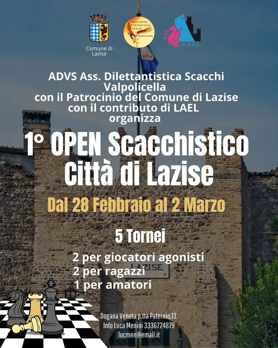 Image from Comune di Lazise: ♟️ 1° OPEN SCACCHISTICO – CITTÀ DI LAZISE ♟️ 🗓 Dal 28 febbraio al 2 ...