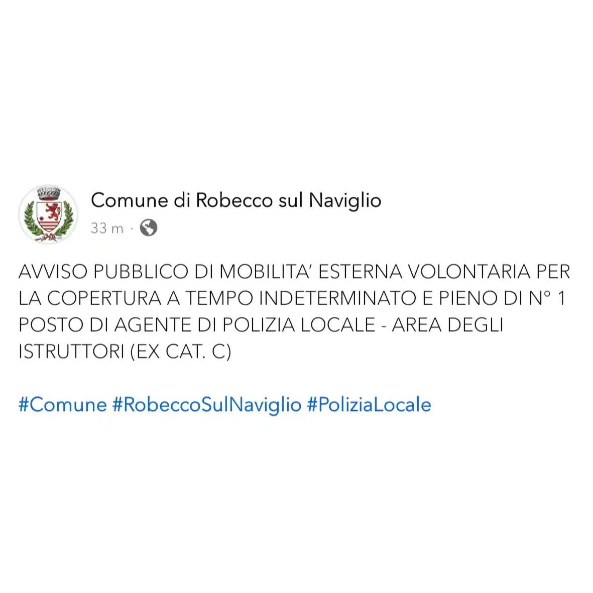 Image from Comune di Robecco sul Naviglio: 🗞️ News pubblicata sul sito del Comune di Robecco sul Naviglio AVVIS...
