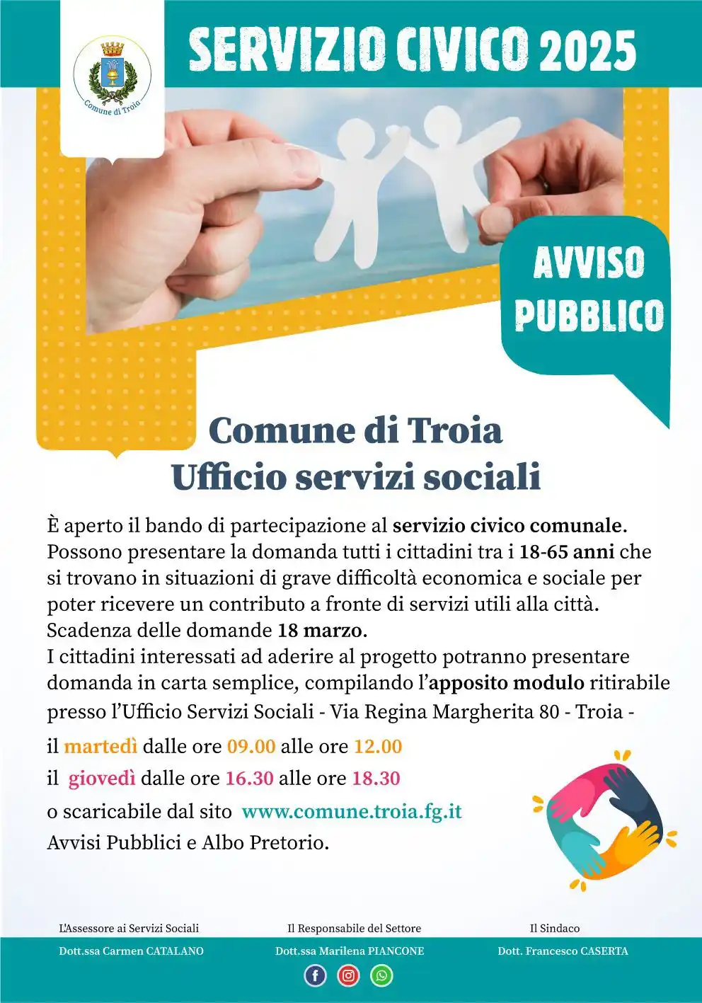 Image from Comune di Troia : 🔵 𝐒𝐄𝐑𝐕𝐈𝐙𝐈𝐎 𝐂𝐈𝐕𝐈𝐂𝐎 𝐂𝐎𝐌𝐔𝐍𝐀𝐋𝐄 🔵 Opportunità di in...