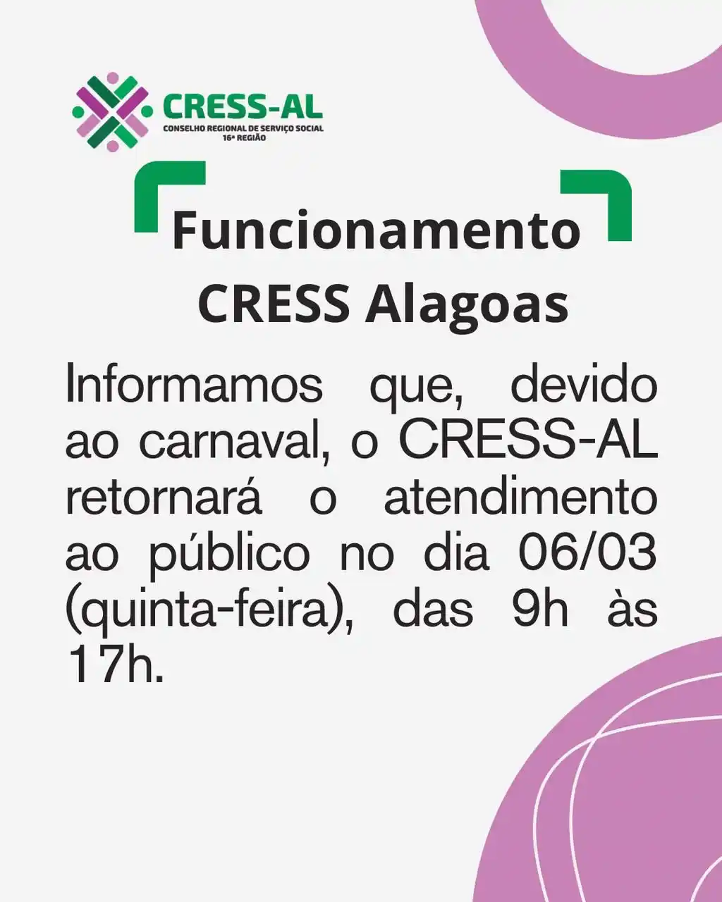 CRESS Alagoas post