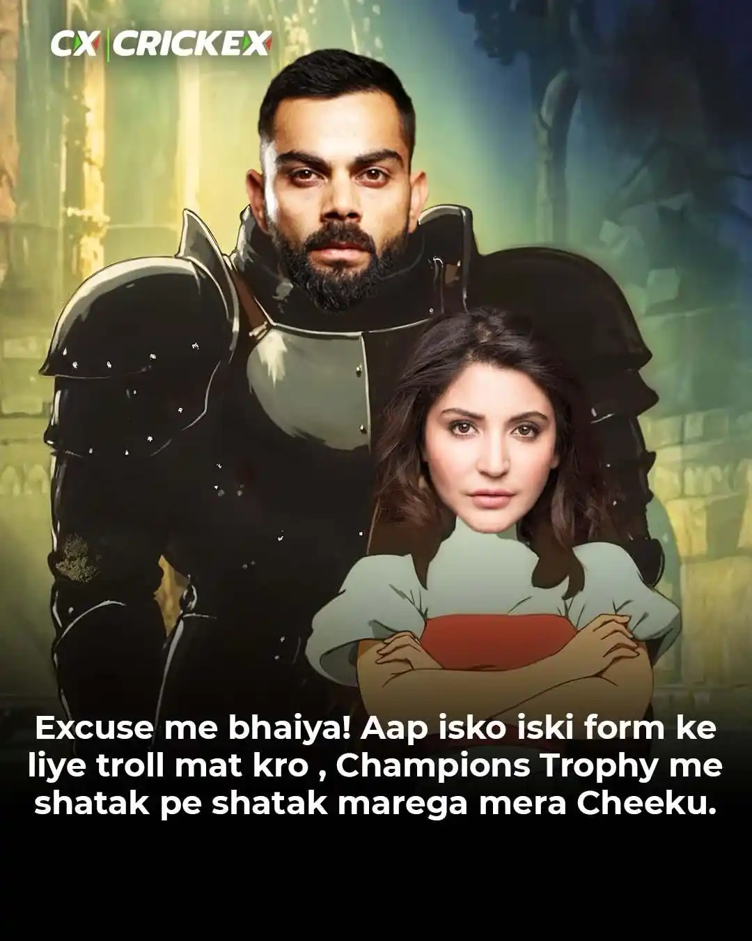 Image from Crickex: Madam ji ko pata hai, King Kohli end mein game sambhal hi leta hai 🙂...