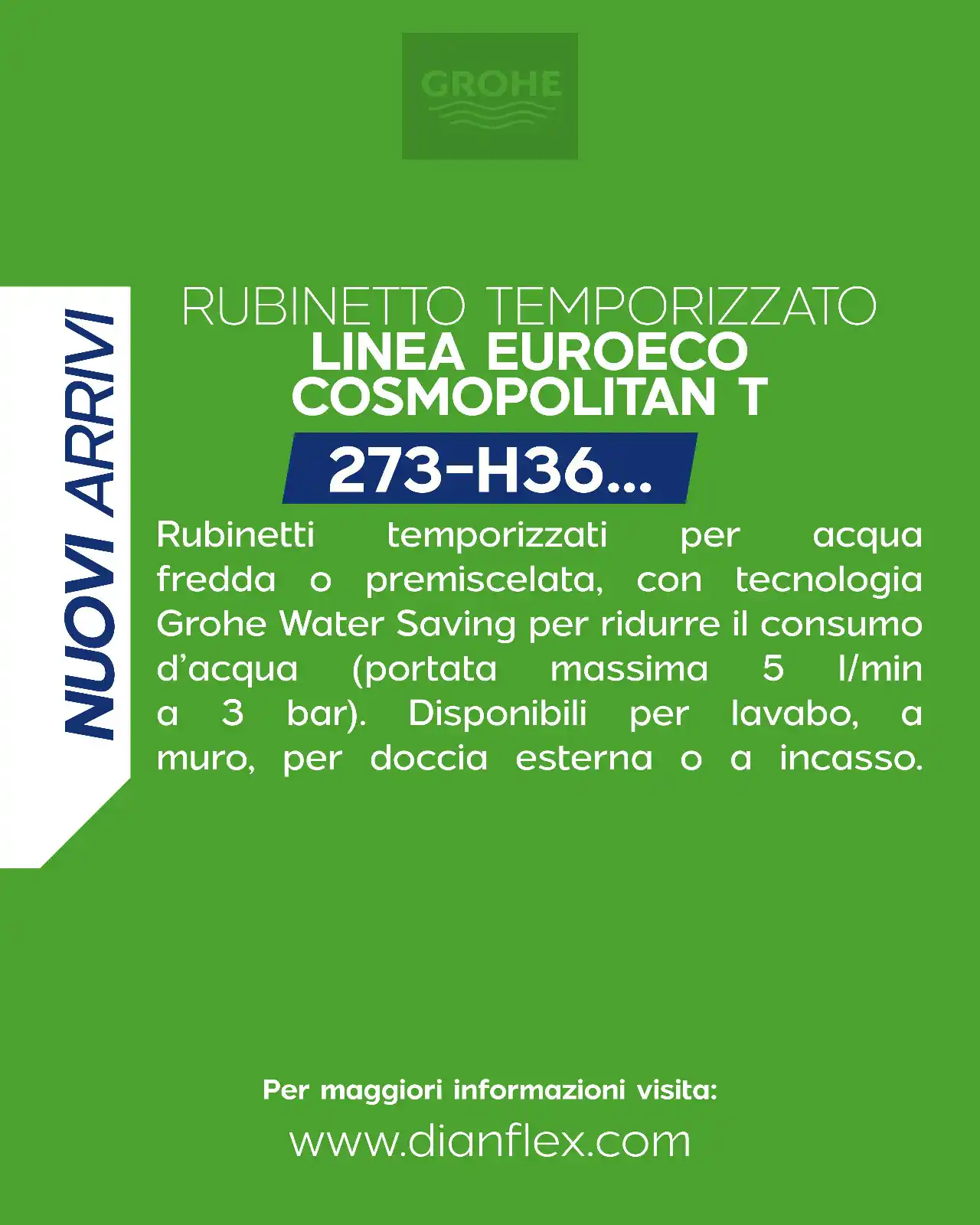 Image from DIANFLEX: Scopri la linea Euroeco Cosmopolitan T: rubinetti temporizzati con tec...