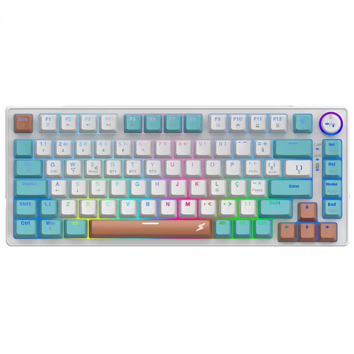 Image from ECONOMIZANDO COM JP: Teclado Gamer SuperFrame Ribbon, Wireless, RGB, Switch Red, 75%, ABNT,...
