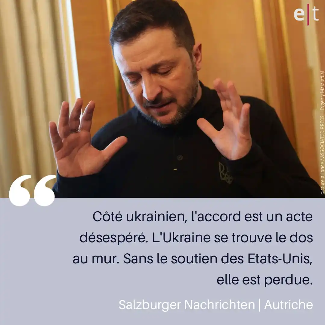 Image from eurotopics revue de presse: Un accord pas totalement sans controverse : l’Ukraine et les États-Uni...