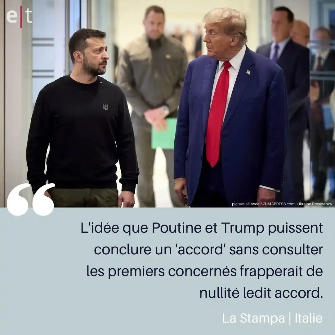 Image from eurotopics revue de presse: *Trump et Poutine ont discuté de la fin de la guerre en Ukraine lors d...