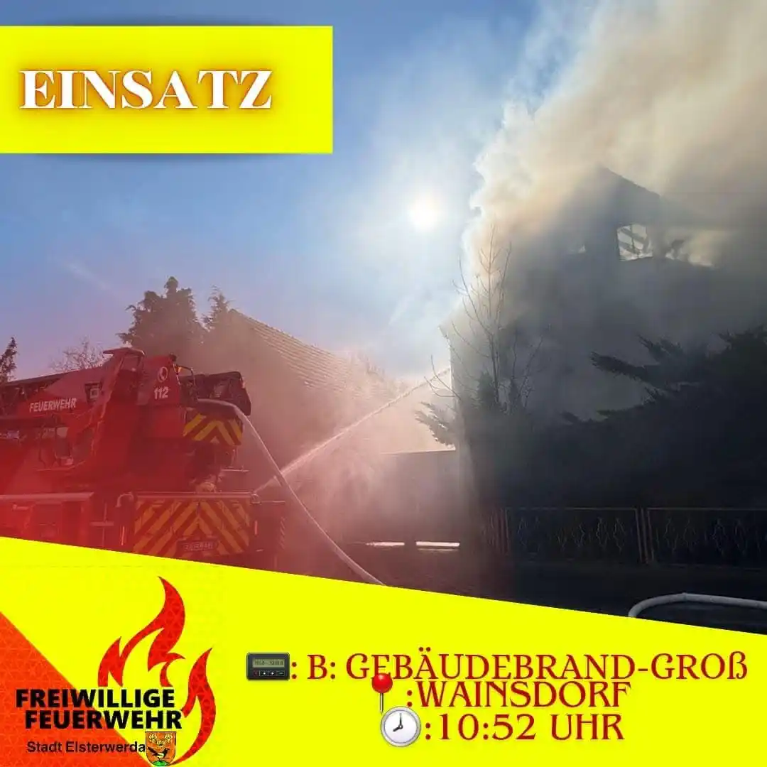 Image from Freiwillige Feuerwehr Elsterwerda: ⚠️EINSATZ⚠️ 🗓: 22.02.25 🚒: DLK 23/12, TLF 20/50, LF 24, KdoW 1 🚒🌍...