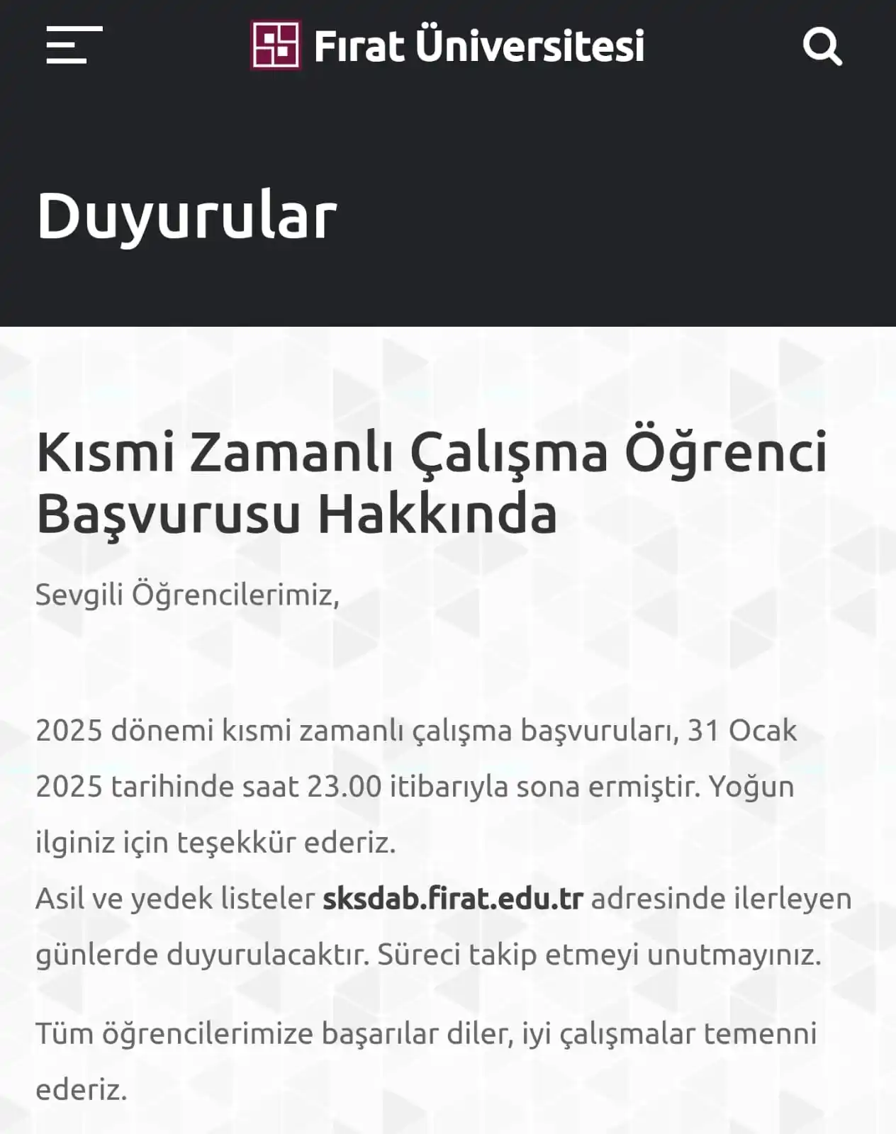 F.Ü - Öğrenci Topluluğu post