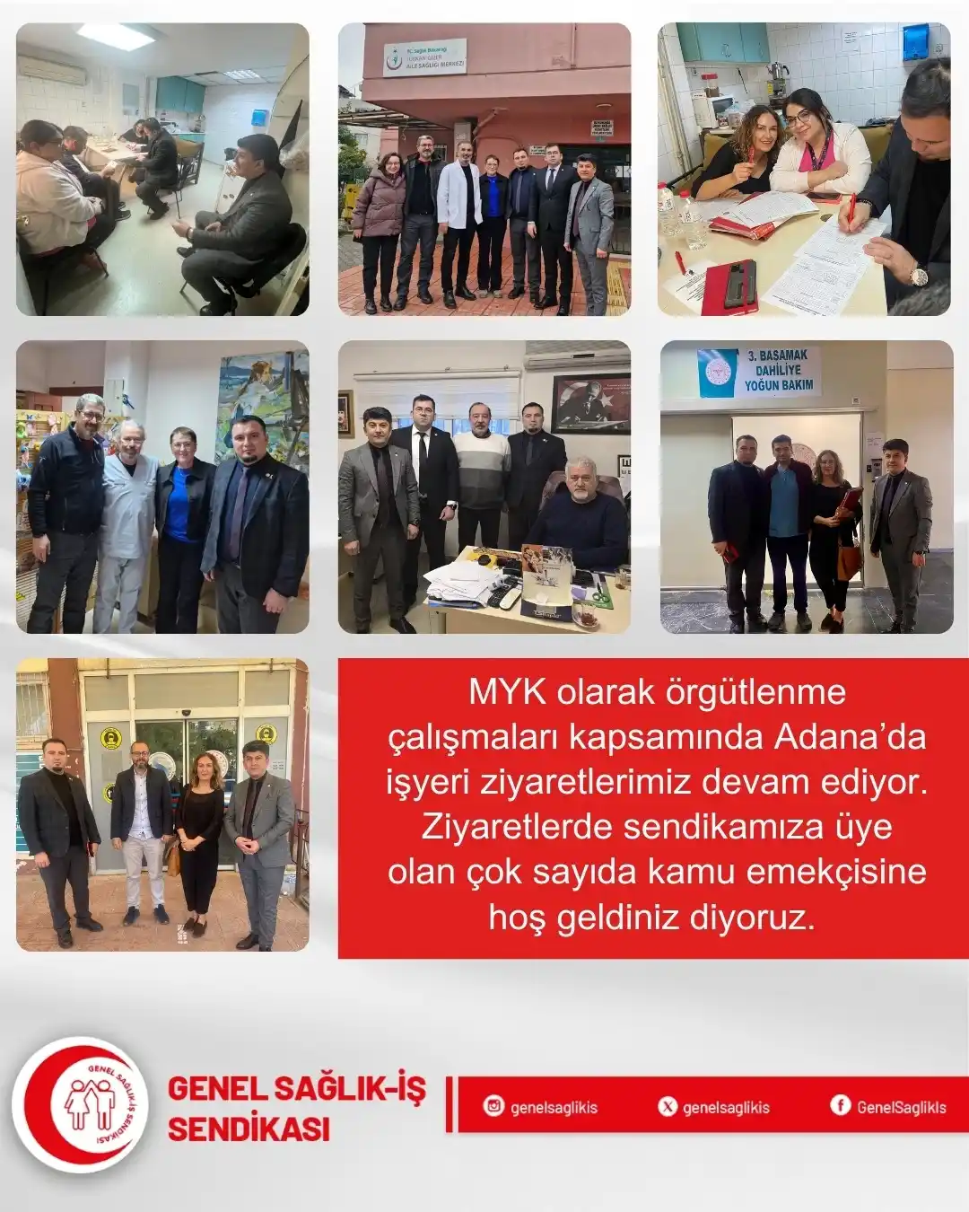 Image from Genel Sağlık-İş Sendikası: MYK olarak örgütlenme çalışmaları kapsamında Adana'da işyeri ziyaretle...
